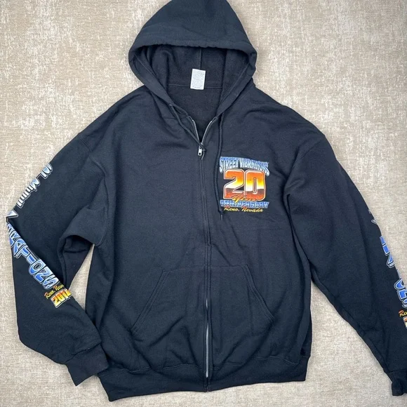 Black Graphic Zip-Up Hoodie - Picture 1 of 8